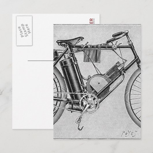 Bouilly Motorcycle, 1895 Postkarte (Vorne/Hinten)