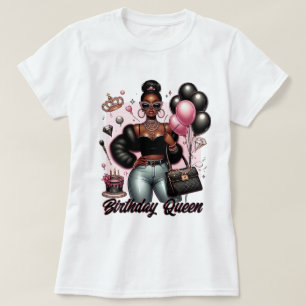 Boujee American Woman Birthday Queen T-Shirt
