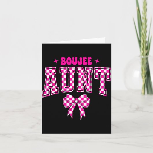 Boujee Aunt Nk Checkered Bow Birthday Family Match Karte (Vorderseite)