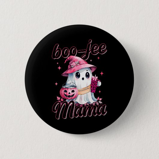 Boujee Boo Jee Spooky Ghost Pink Halloween Pumpkin Button (Vorderseite)