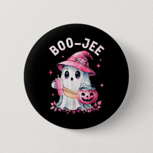 Boujee Boo Jee Spooky Ghost Pink Halloween Pumpkin Button