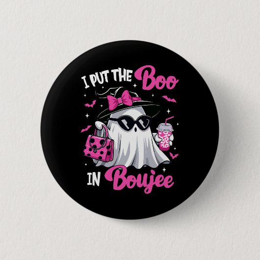 Boujee Boo Jee Spooky Ghost Pink Halloween Pumpkin Button (Vorderseite)