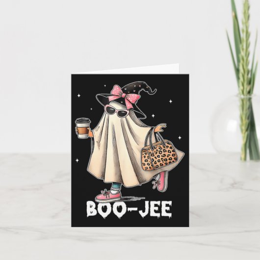 Boujee Boo Jee Spooky Ghost Pink Halloween Pumpkin Karte (Vorderseite)
