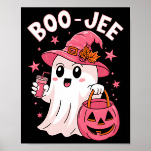 Boujee Boo Jee Spooky Ghost Pink Halloween Pumpkin Poster