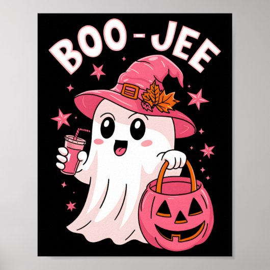 Boujee Boo Jee Spooky Ghost Pink Halloween Pumpkin Poster (Vorne)