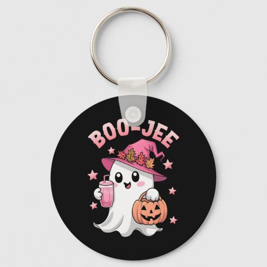 Boujee Boo Jee Spooky Ghost Pink Halloween Pumpkin Schlüsselanhänger (Vorderseite)