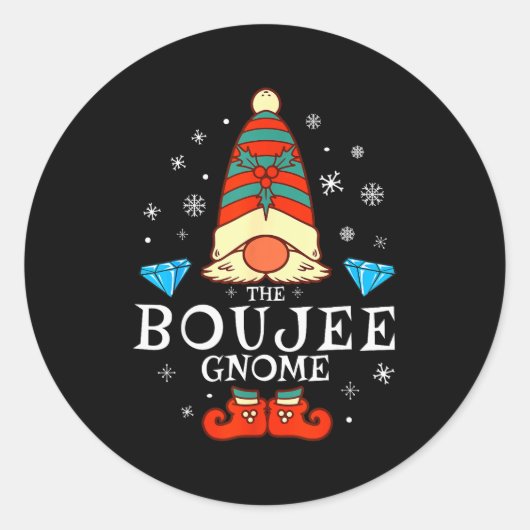 Boujee Gnome Xmas Family Matching Group Christmas Runder Aufkleber (Vorderseite)