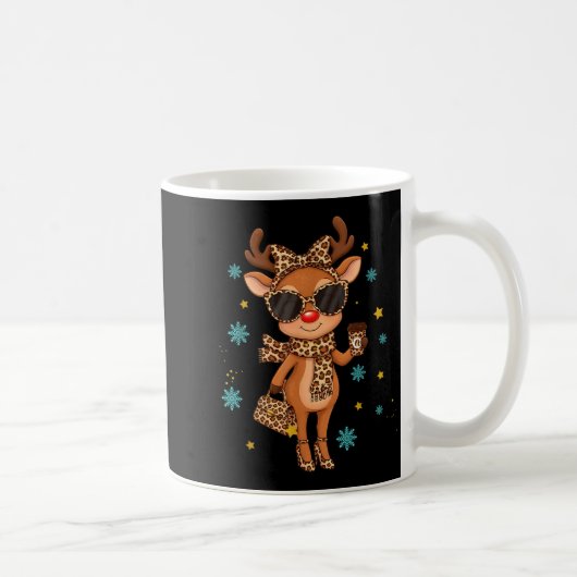 Boujee Reindeer Christmas Leopard Funny Gift Women Kaffeetasse (Rechts)