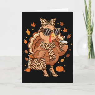 Boujee Truthahn Leopard Vornehm Herbst Thanksgivin Karte