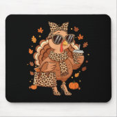 Boujee Turkey Leopard Preppy Fall Thanksgiving Pum Mousepad (Vorne)
