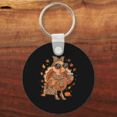 Boujee Turkey Leopard Preppy Fall Thanksgiving Pum Schlüsselanhänger (Vorderseite)