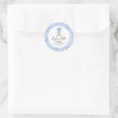 Boujour Bebe Paris French Toile Blue Baby Dusche Runder Aufkleber (Tasche)