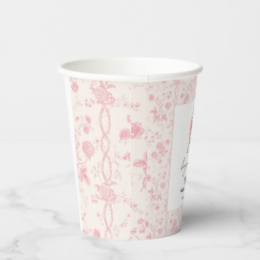 Boujour Bebe Paris French Toile Pink Baby Dusche Pappbecher (Rechts)
