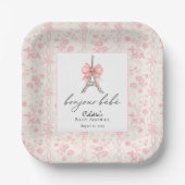 Boujour Bebe Paris French Toile Pink Baby Dusche Pappteller (Vorderseite)