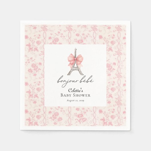 Boujour Bebe Paris French Toile Pink Baby Dusche Serviette (Vorderseite)