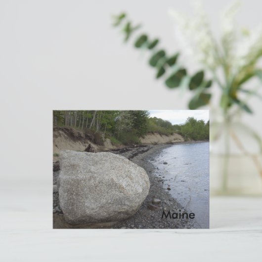 Boulder am Marlboro Beach, Maine Postkarte (Stehend Vorderseite)