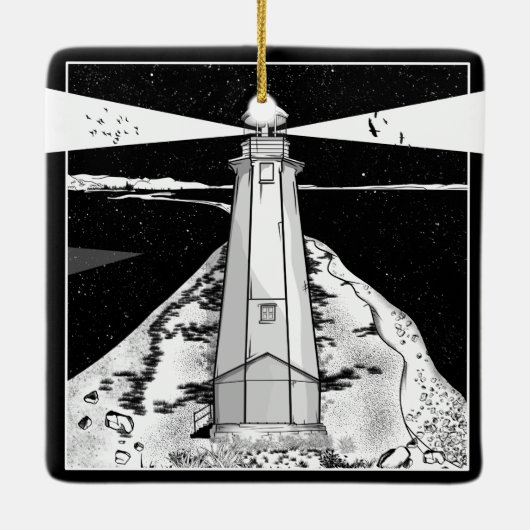 Boulder Bank Lighthouse Keramikornament (Rückseite)