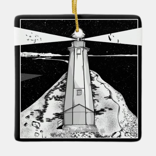 Boulder Bank Lighthouse Keramikornament (Vorderseite)