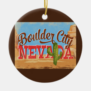 Boulder City Nevada Cartoon Desert Vintage Travel Keramik Ornament