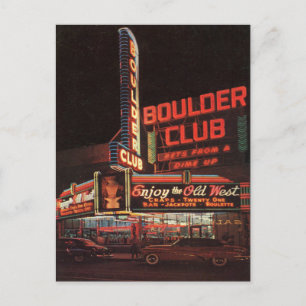 Boulder Club Vintage Vegas Casino Postkarte Neon