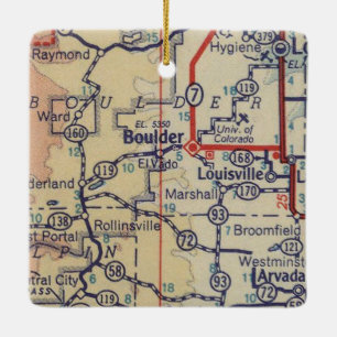 Boulder CO Vintage Karte Keramikornament