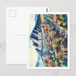 Boulder Colorado Berühmte Reiseziele Aquarell Postkarte