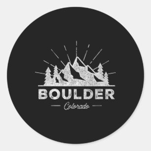 Boulder Colorado Co T-Shirt Vintage Wandern Retro Runder Aufkleber