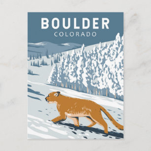 Boulder Colorado Cougar Retro Art Vintag Postkarte