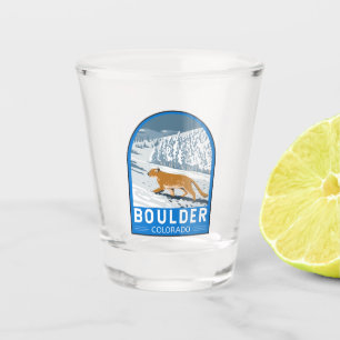 Boulder Colorado Cougar Retro Art Vintag Schnapsglas