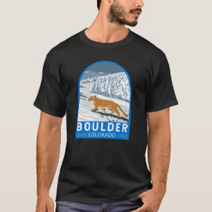 Boulder Colorado Cougar Retro Art Vintag T-Shirt
