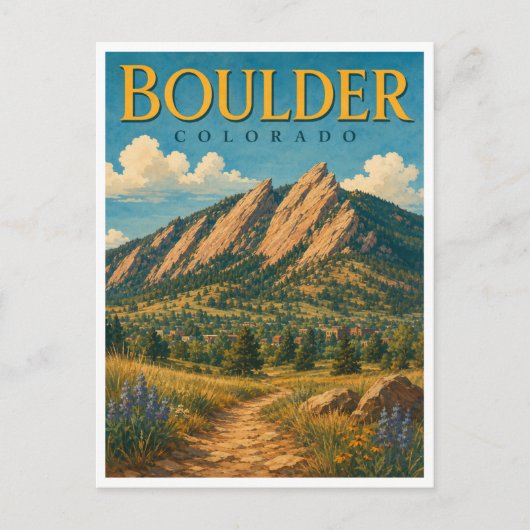 Boulder Colorado Flatirons GeoSaga Postkarte (Vorderseite)