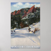 Boulder, Colorado - Flatirons im Winter Poster (Vorne)