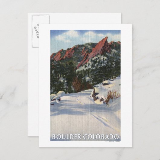 Boulder, Colorado - Flatirons im Winter Postkarte (Vorne/Hinten)