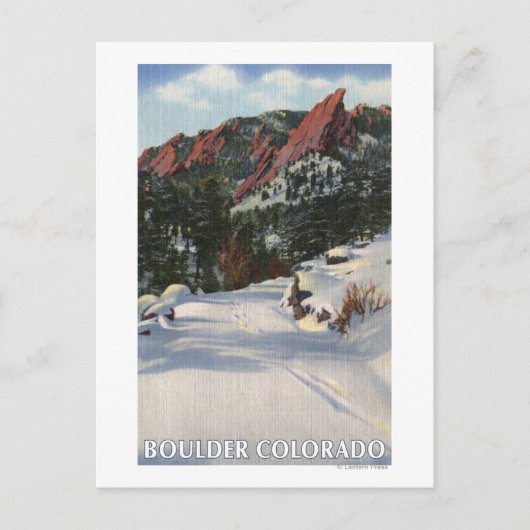 Boulder, Colorado - Flatirons im Winter Postkarte (Vorderseite)