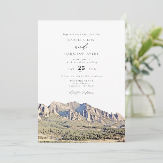Boulder Colorado Flatirons Wedding Einladung (Stehend Vorderseite)