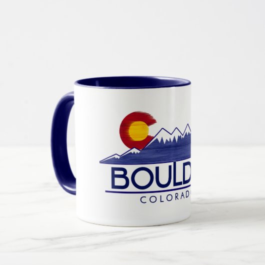 Boulder Colorado Holzmountains Tasse (Vorderseite Links)