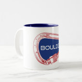 Boulder Colorado Klettersteig Carabiner Zweifarbige Tasse (Vorderseite Links)