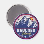 Boulder Colorado Retro Sunset Mountain Souvenirs Magnet (Vorderseite/Rückseite)