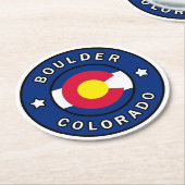 Boulder Colorado Runder Pappuntersetzer (Angewinkelt)
