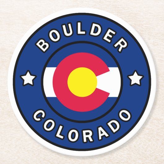 Boulder Colorado Runder Pappuntersetzer (Vorderseite)
