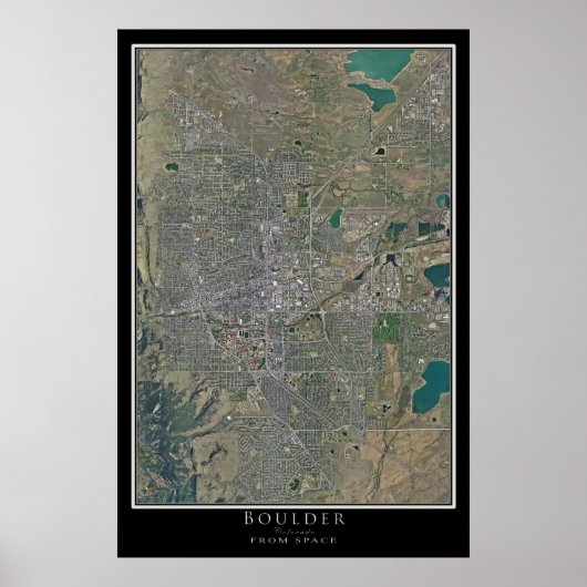 Boulder Colorado Satellite Poster Karte (Vorne)