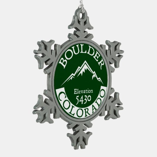 Boulder Colorado Schneeflocken Zinn-Ornament (Links)