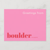 Boulder Colorado typografisches Rosa  Postkarte (Vorderseite)