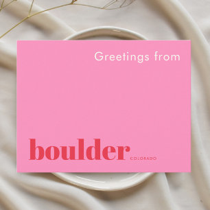 Boulder Colorado typografisches Rosa Postkarte