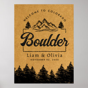 Boulder Colorado Wedding Minimalistisch Welcome Poster