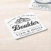 Boulder Colorado Wedding Minimalistisch Welcome Rechteckiger Pappuntersetzer (angewinkelt)