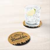 Boulder Colorado Wedding Minimalistisch Welcome Runder Pappuntersetzer (Vor Ort)