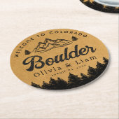 Boulder Colorado Wedding Minimalistisch Welcome Runder Pappuntersetzer (Angewinkelt)