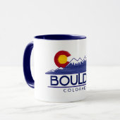 Boulder Colorado wood mountains mug Tasse (Vorderseite Links)