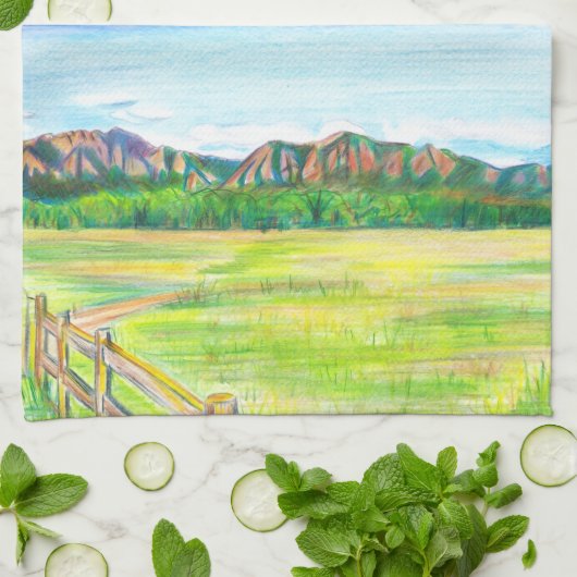 Boulder Flatirons Sommerlandschaft Küchenhandtuch Geschirrtuch (Gefaltet)